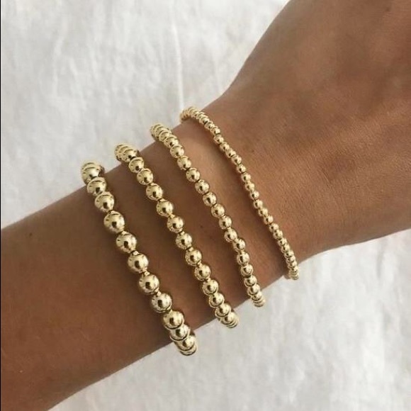 stacks of gold beaded bracelet set - Picture 1 of 3